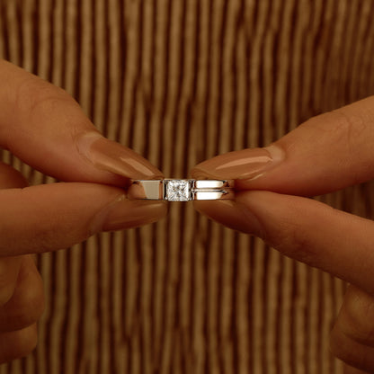 0.4 Carat Princess Moissanite Wedding Band - NavianJewelry™