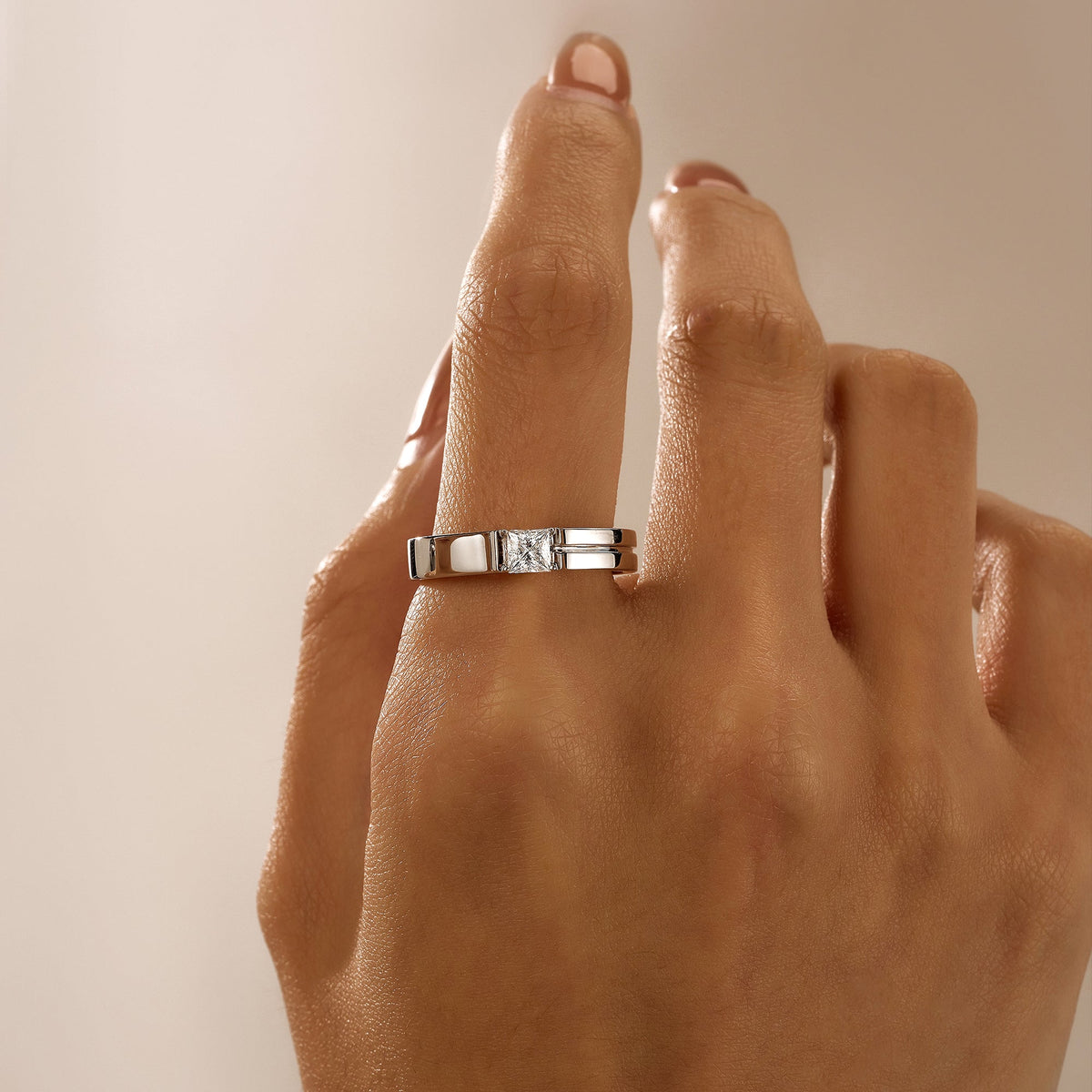 0.4 Carat Princess Moissanite Wedding Band - NavianJewelry™
