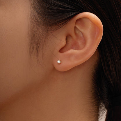 0.2 Carat Moissanite 4-Prong Basket Setting Stud Earrings in 14K Gold - NavianJewelry™