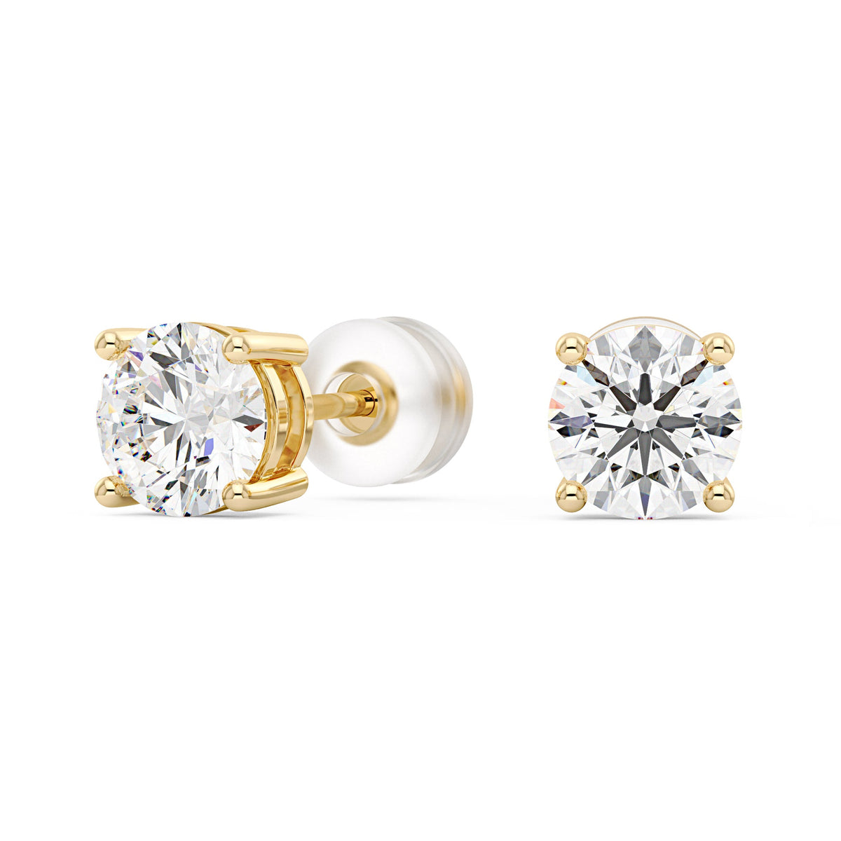 1.6 Carat Moissanite 4-Prong Basket Setting Stud Earrings in 14K Gold - NavianJewelry™