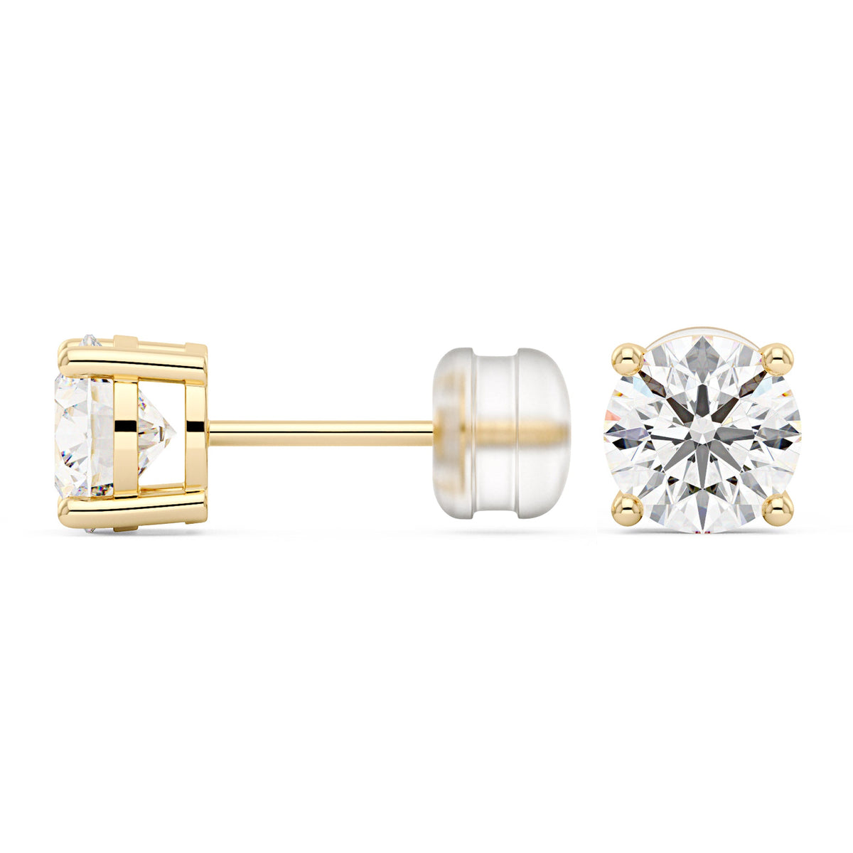 1.6 Carat Moissanite 4-Prong Basket Setting Stud Earrings in 14K Gold - NavianJewelry™