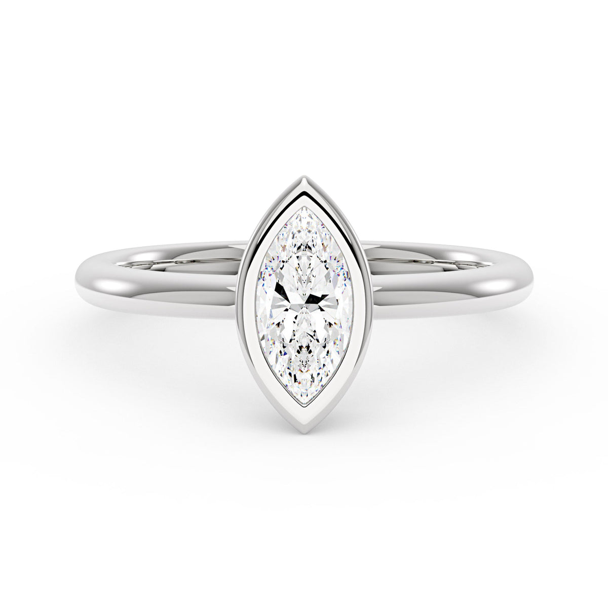Marquise Cut Moissanite Bezel Ring - NavianJewelry™