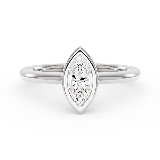 Marquise Cut Moissanite Bezel Ring - NavianJewelry™