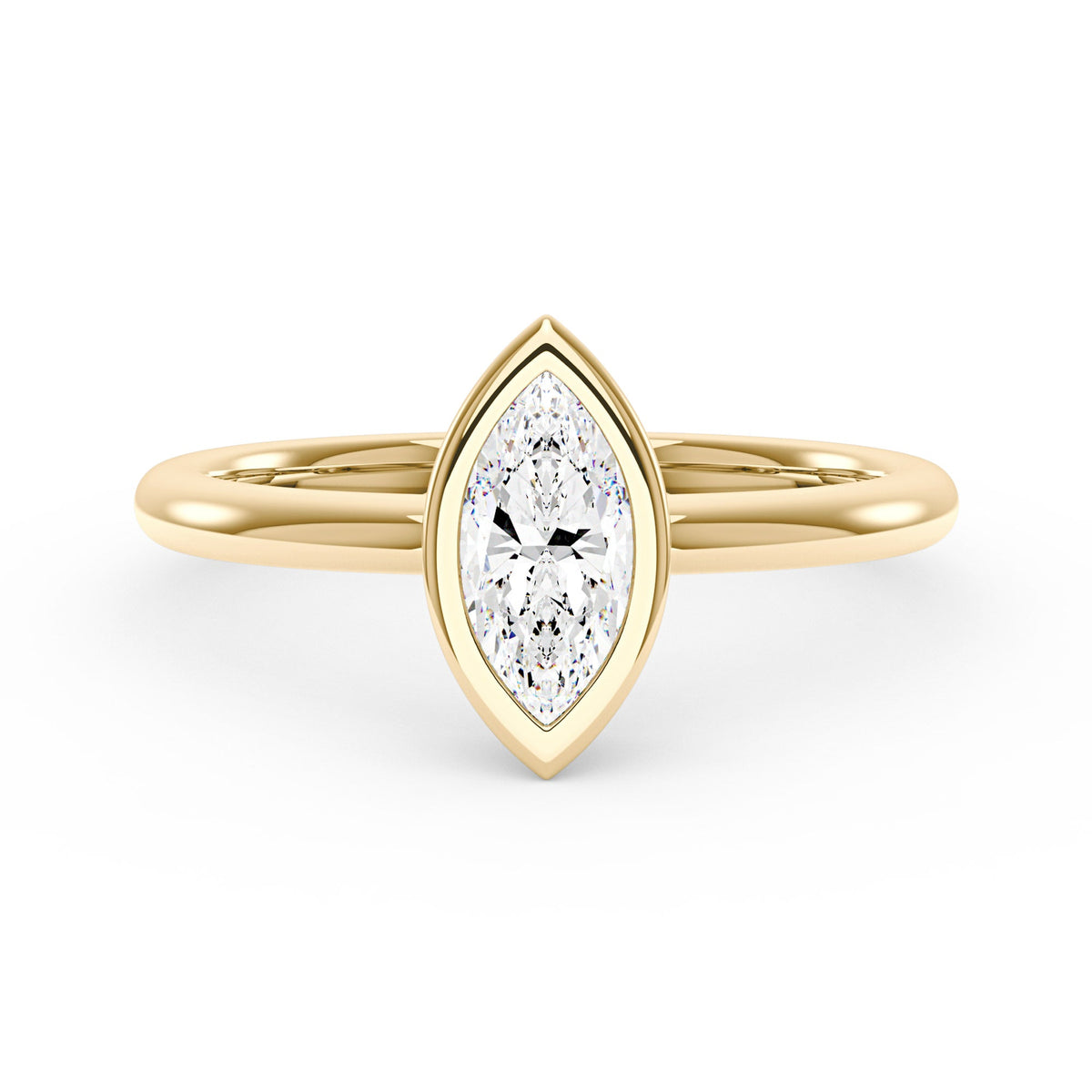 Marquise Cut Moissanite Bezel Ring - NavianJewelry™