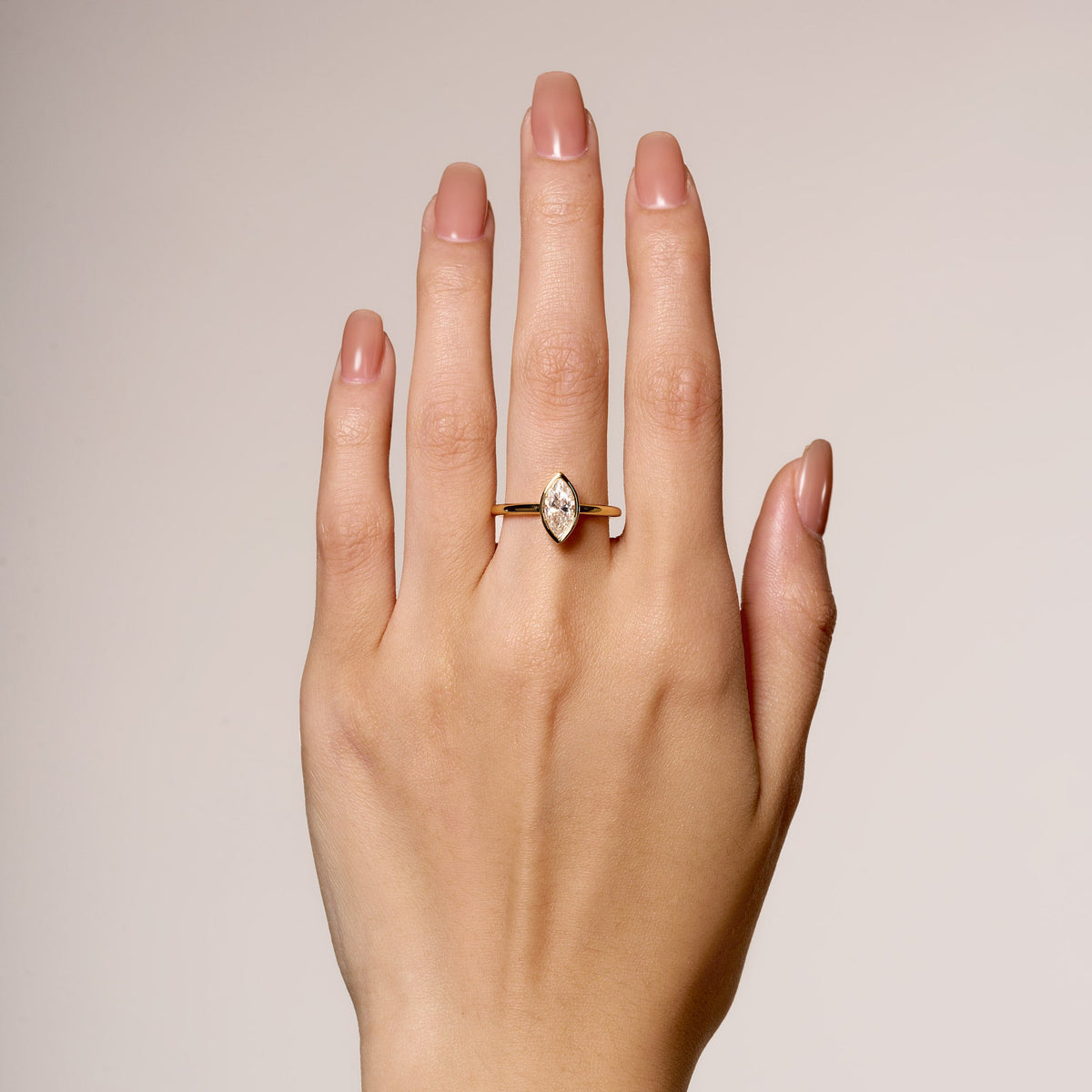 Marquise Cut Moissanite Bezel Ring - NavianJewelry™