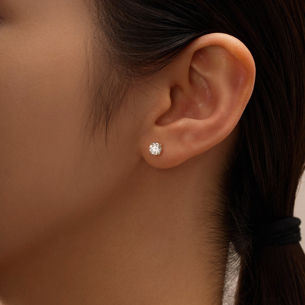 1 Carat Moissanite 4-Prong Basket Setting Stud Earrings in 14K Gold - NavianJewelry™