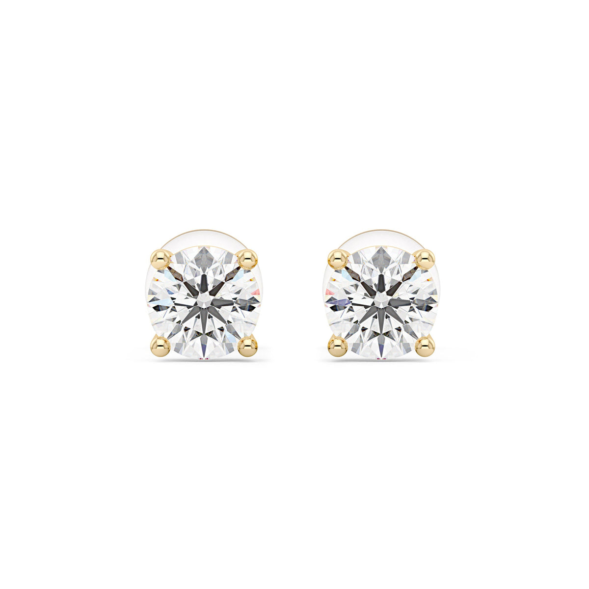 1 Carat Moissanite 4-Prong Basket Setting Stud Earrings in 14K Gold - NavianJewelry™