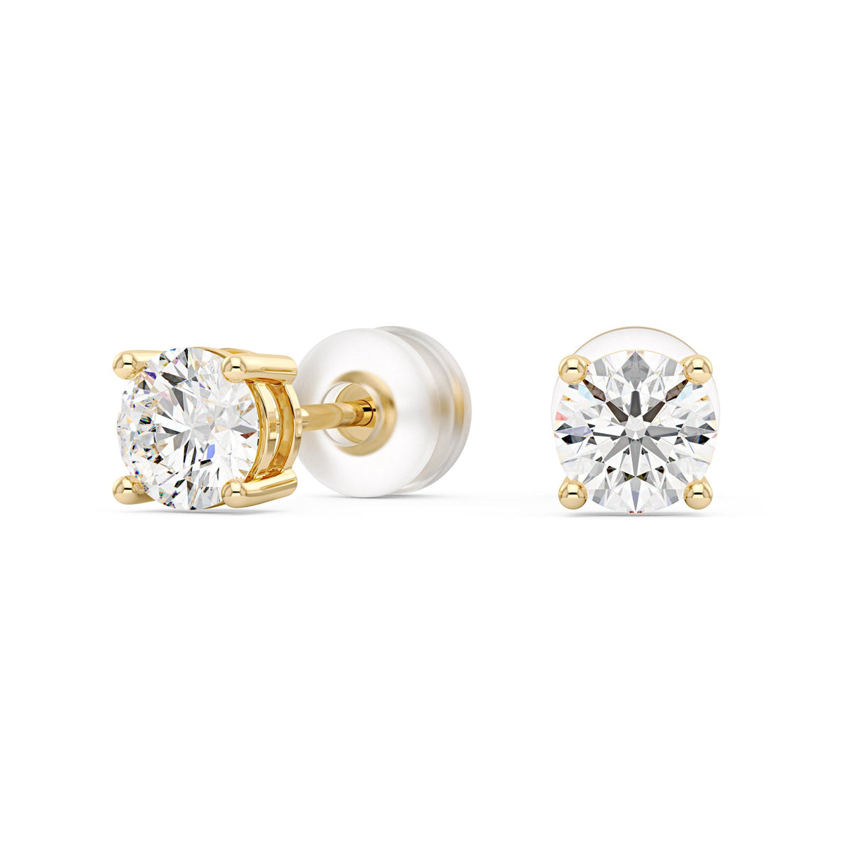 1 Carat Moissanite 4-Prong Basket Setting Stud Earrings in 14K Gold - NavianJewelry™