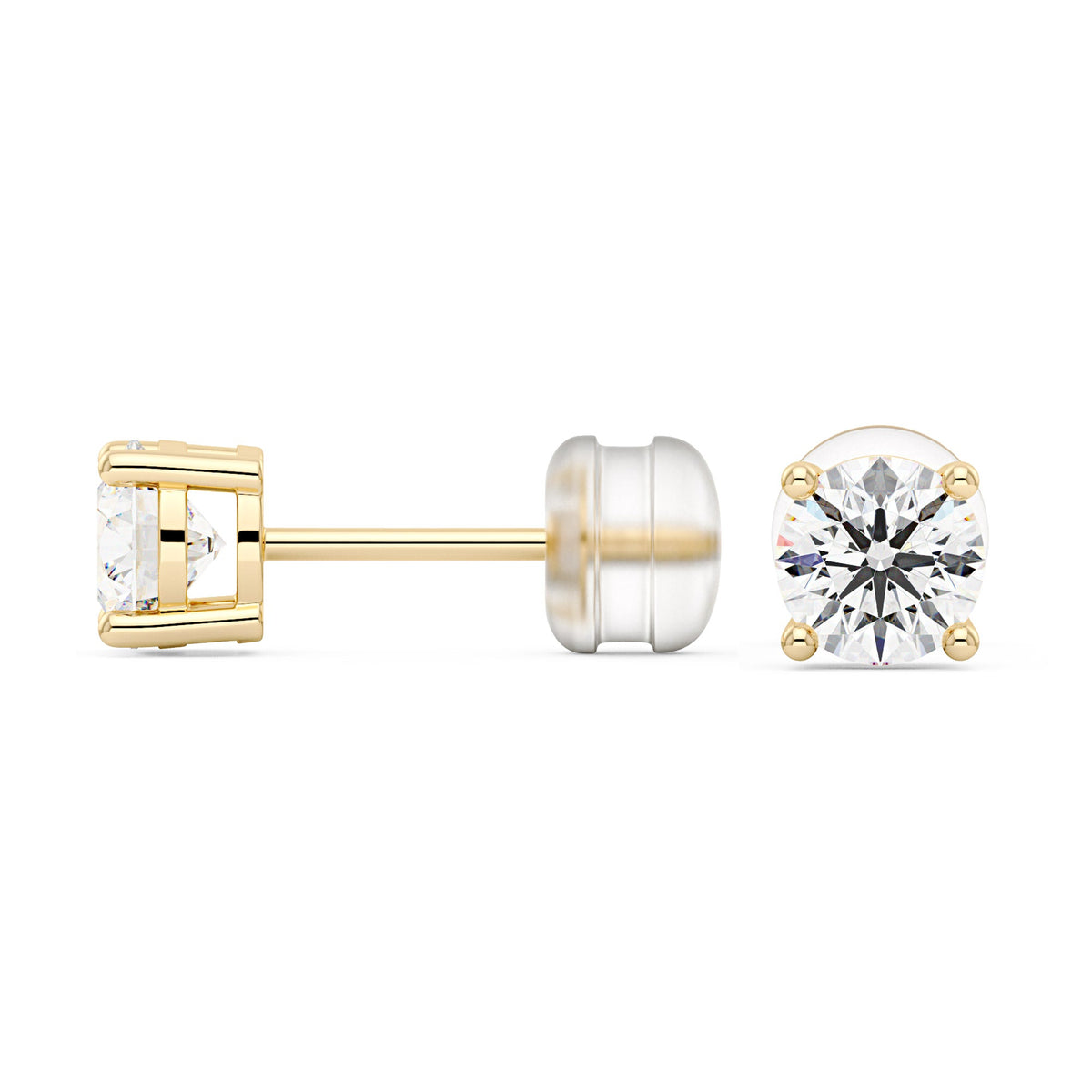 1 Carat Moissanite 4-Prong Basket Setting Stud Earrings in 14K Gold - NavianJewelry™