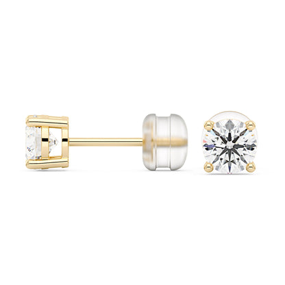 1 Carat Moissanite 4-Prong Basket Setting Stud Earrings in 14K Gold - NavianJewelry™