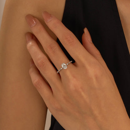 Oval Cut Moissanite Ring with Accented Stones - NavianJewelry™