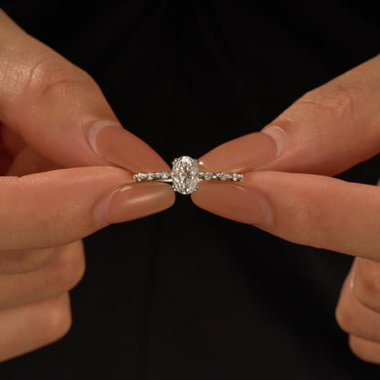 Oval Cut Moissanite Ring with Accented Stones - NavianJewelry™