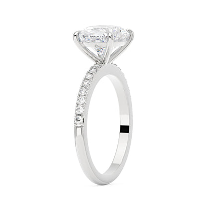 Sideways Oval Moissanite Ring with Pavé Band - NavianJewelry™