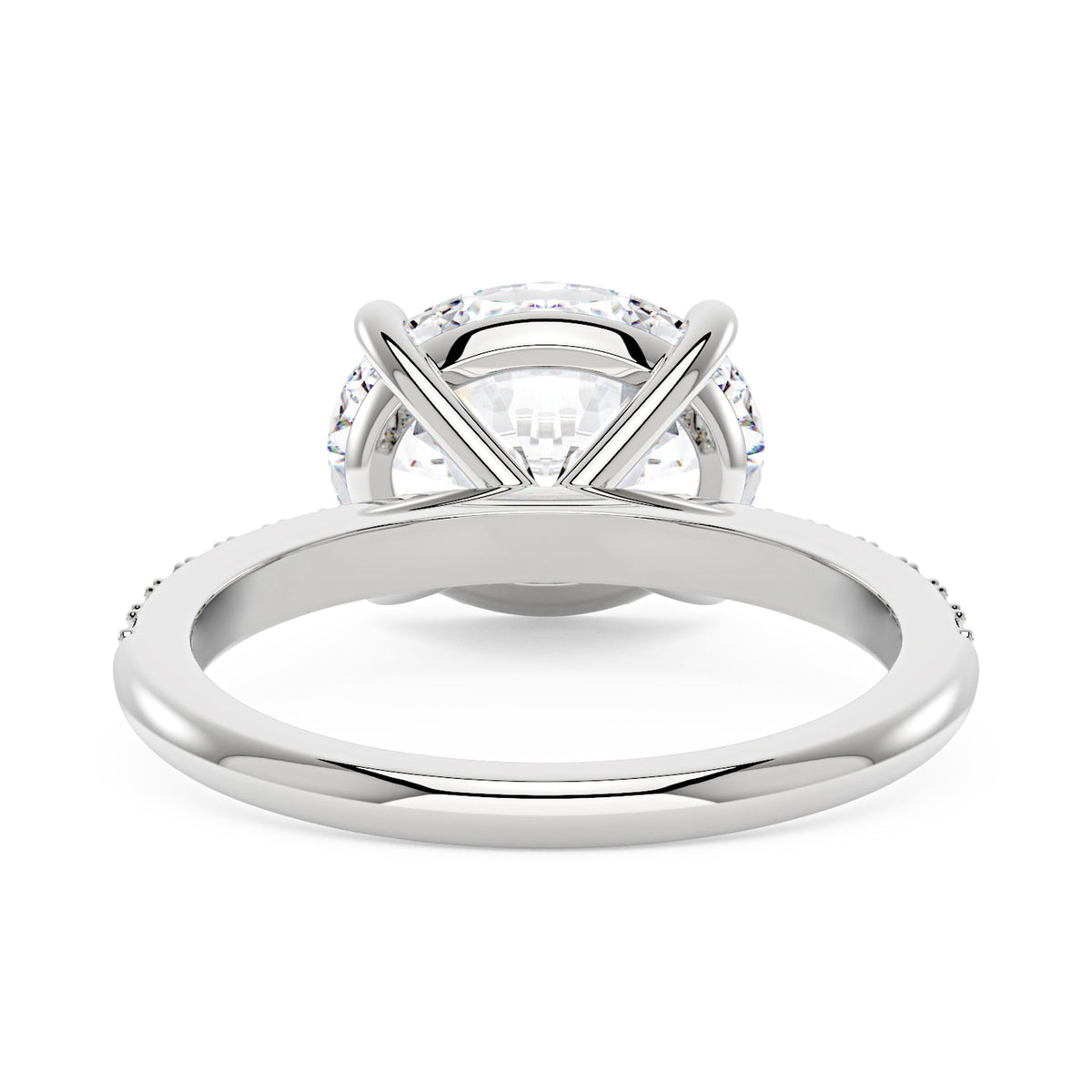 Sideways Oval Moissanite Ring with Pavé Band - NavianJewelry™