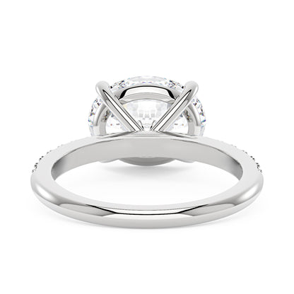 Sideways Oval Moissanite Ring with Pavé Band - NavianJewelry™