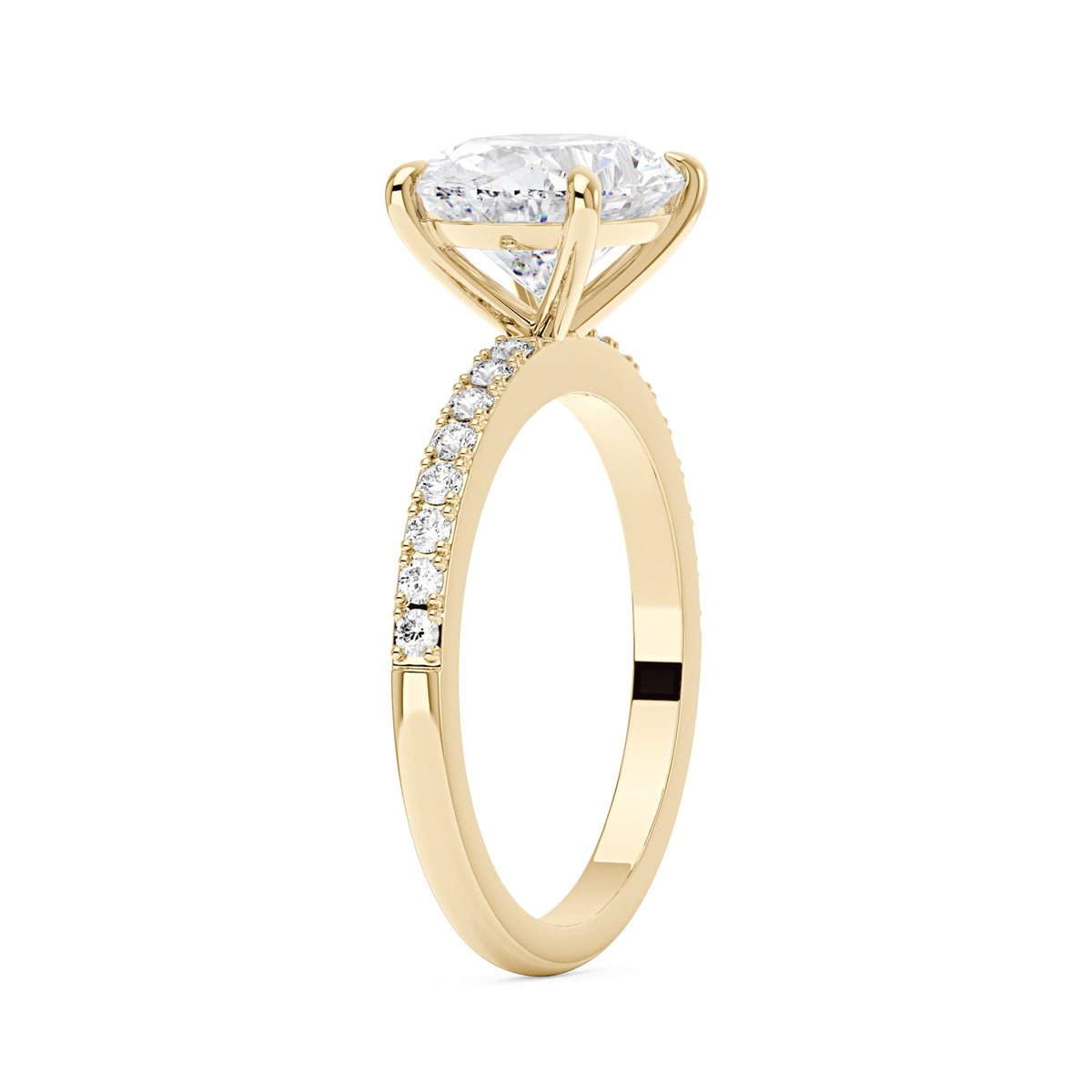 Sideways Oval Moissanite Ring with Pavé Band - NavianJewelry™