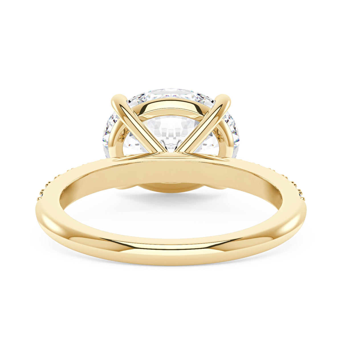Sideways Oval Moissanite Ring with Pavé Band - NavianJewelry™