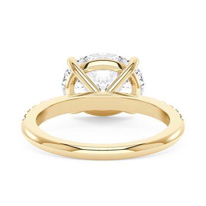 Sideways Oval Moissanite Ring with Pavé Band - NavianJewelry™