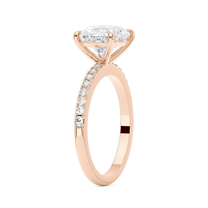 Sideways Oval Moissanite Ring with Pavé Band - NavianJewelry™