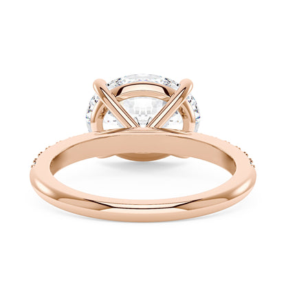 Sideways Oval Moissanite Ring with Pavé Band - NavianJewelry™
