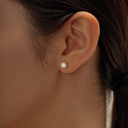 1.6 Carat Moissanite 4-Prong Basket Setting Stud Earrings in 14K Gold - NavianJewelry™