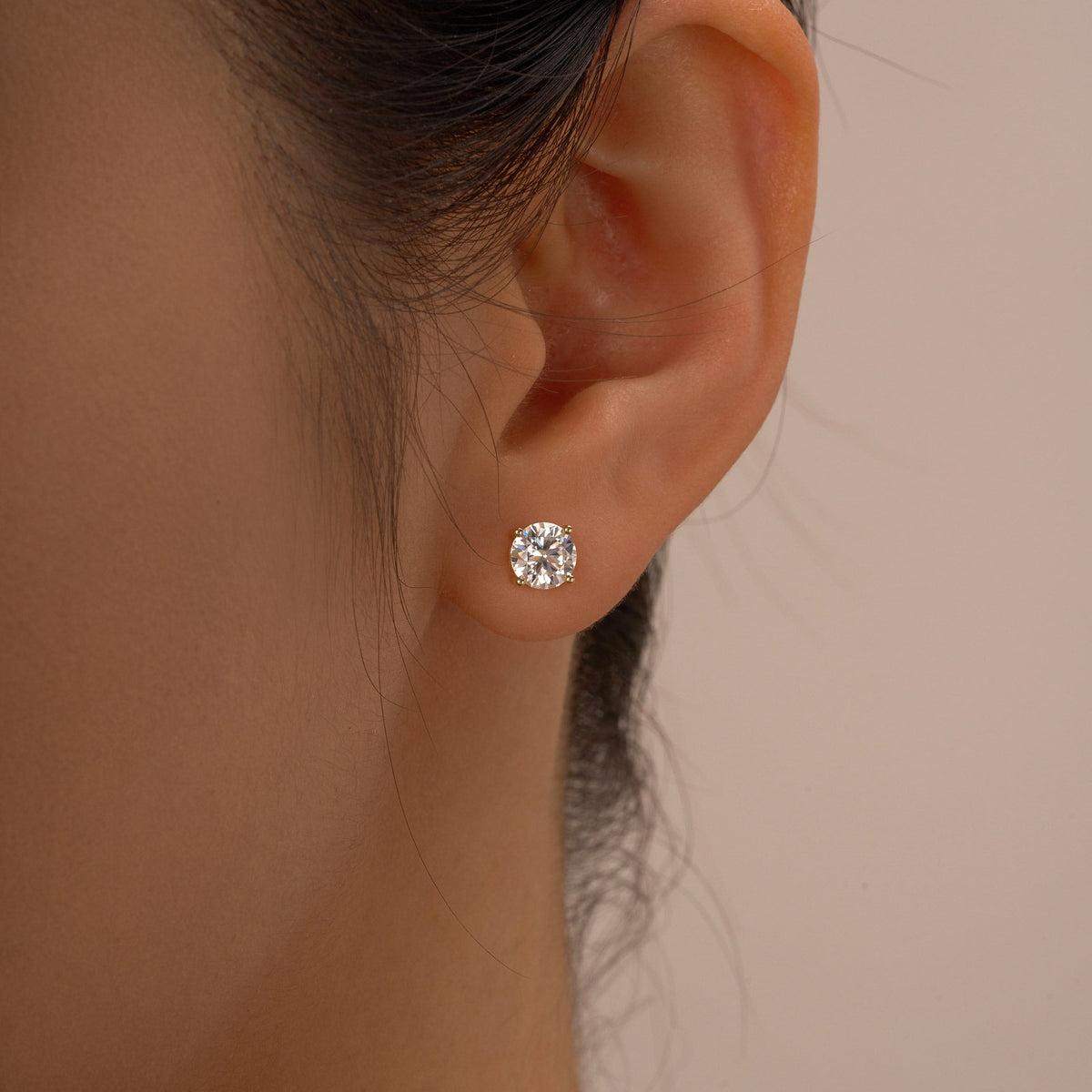 1.6 Carat Moissanite 4-Prong Basket Setting Stud Earrings in 14K Gold - NavianJewelry™