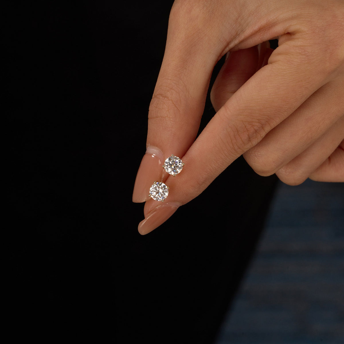 1.6 Carat Moissanite 4-Prong Basket Setting Stud Earrings in 14K Gold - NavianJewelry™