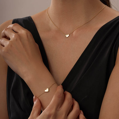 Heart Pendant Chain Bracelet in 14K Gold - NavianJewelry™
