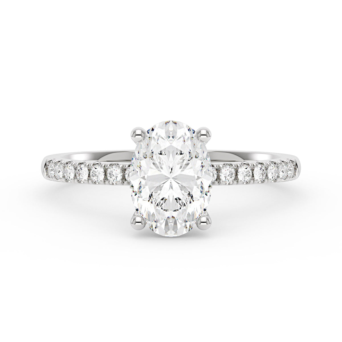 Oval Moissanite Pave Band Ring - NavianJewelry™
