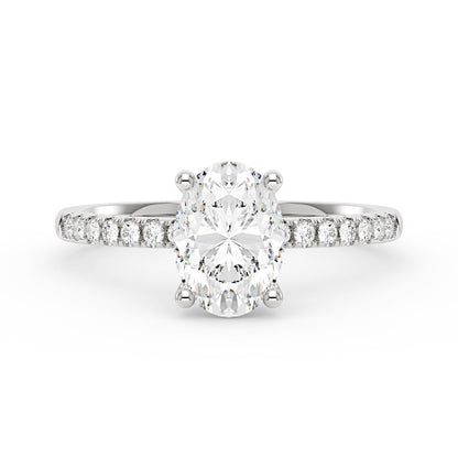 Oval Moissanite Pave Band Ring - NavianJewelry™