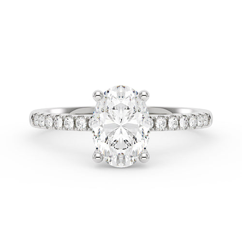Oval Moissanite Pave Band Ring - NavianJewelry™