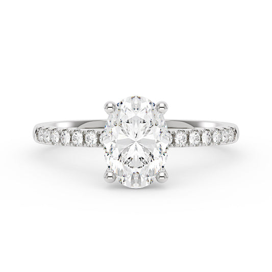 Oval Moissanite Pave Band Ring - NavianJewelry™