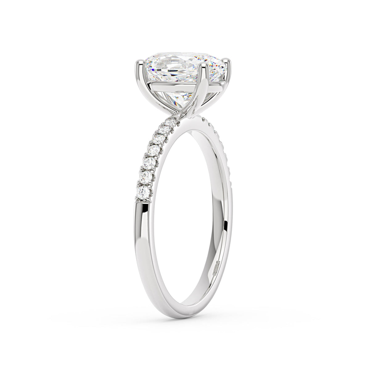 Oval Moissanite Pave Band Ring - NavianJewelry™