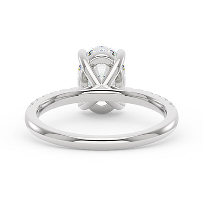Oval Moissanite Pave Band Ring - NavianJewelry™
