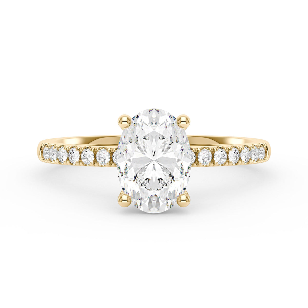 Oval Moissanite Pave Band Ring - NavianJewelry™