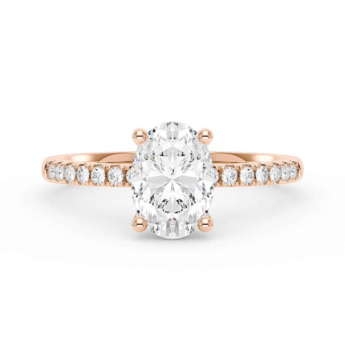 Oval Moissanite Pave Band Ring - NavianJewelry™