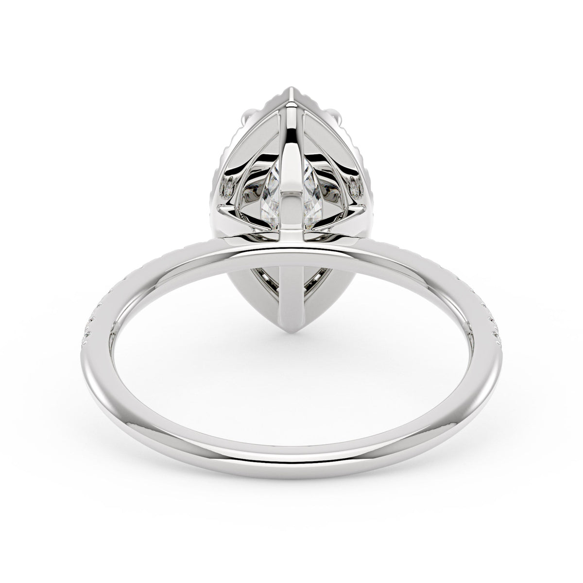 Marquise Halo Moissanite Engagement Ring with Pave Band - NavianJewelry™