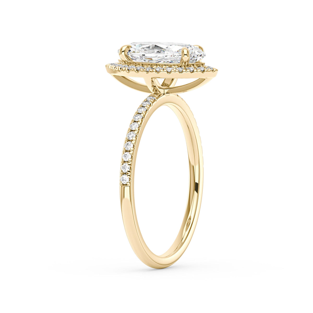Marquise Halo Moissanite Engagement Ring with Pave Band - NavianJewelry™