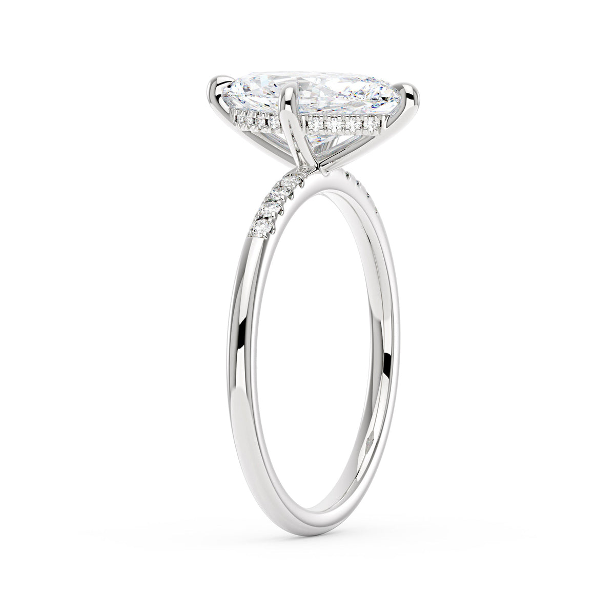 Marquise Cut Moissanite Engagement Ring and Curved Band Set