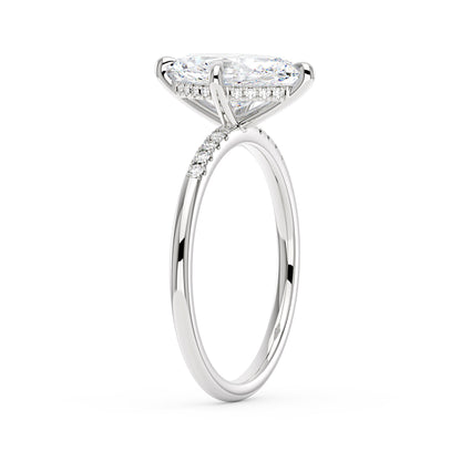 Marquise Cut Moissanite Engagement Ring and Curved Band Set