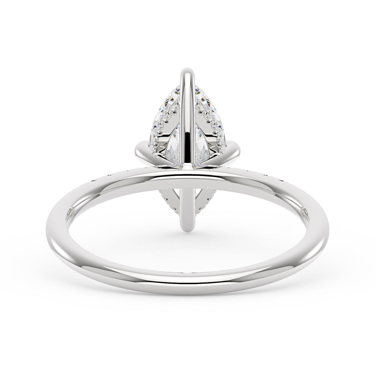 Marquise Cut Moissanite Engagement Ring and Curved Band Set