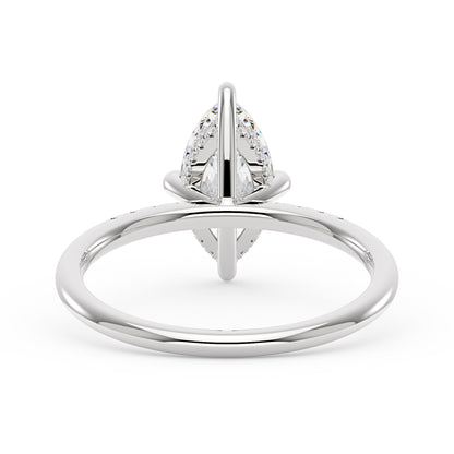Marquise Cut Moissanite Engagement Ring and Curved Band Set
