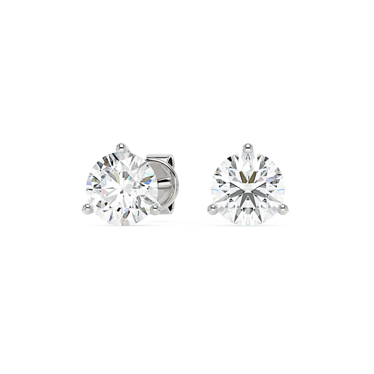 2 Carat Moissanite 3-Prong Stud Earrings - NavianJewelry™