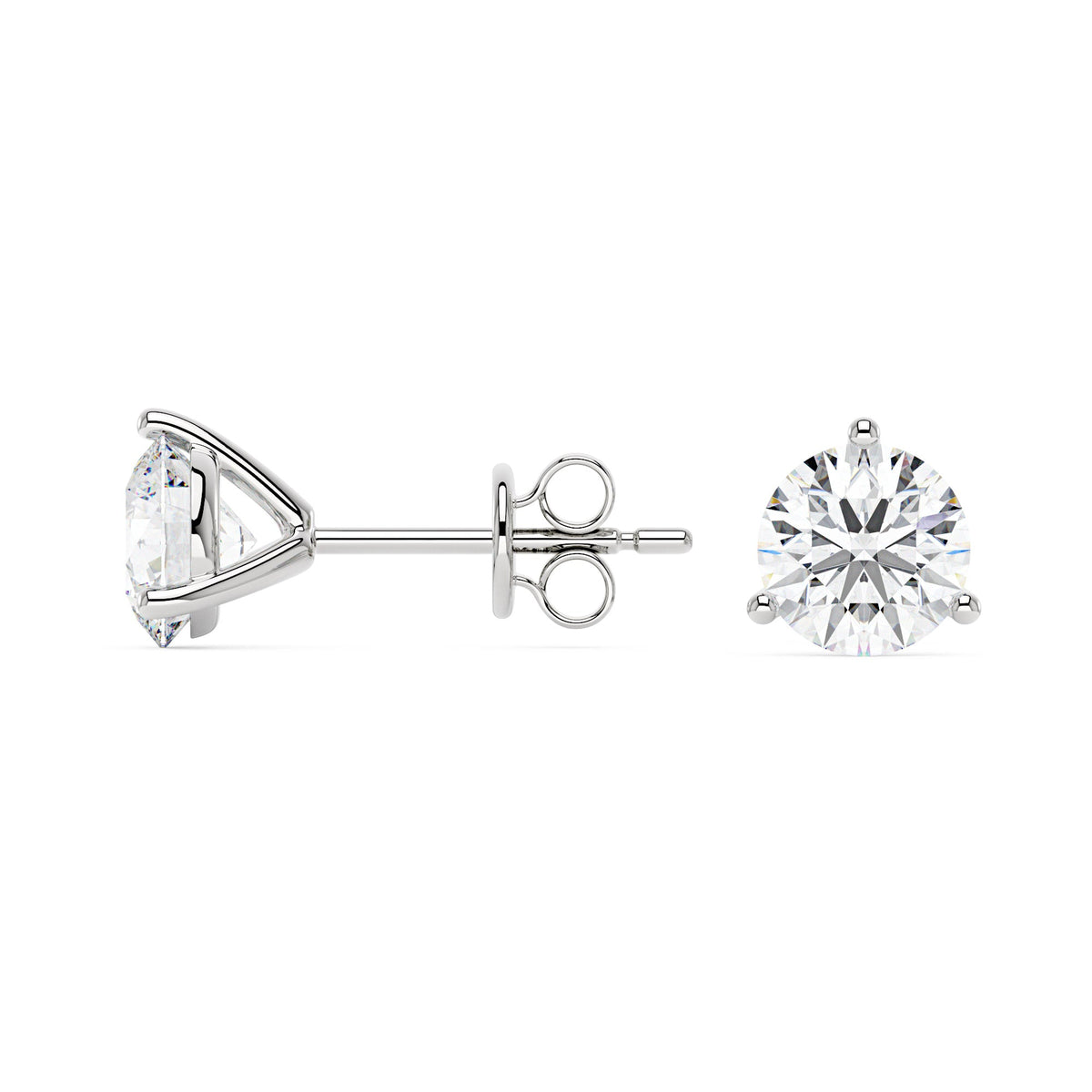 2 Carat Moissanite 3-Prong Stud Earrings - NavianJewelry™