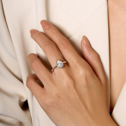 Pear-Shaped Moissanite Bezel Ring - NavianJewelry™