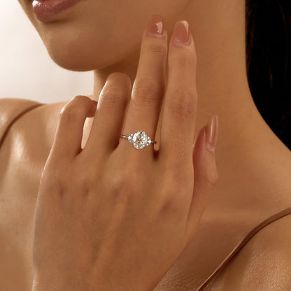 Oval Cut Moissanite Cluster Engagement Ring - NavianJewelry™