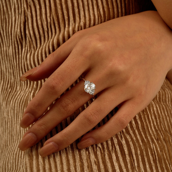 Oval Cut Moissanite Cluster Engagement Ring - NavianJewelry™