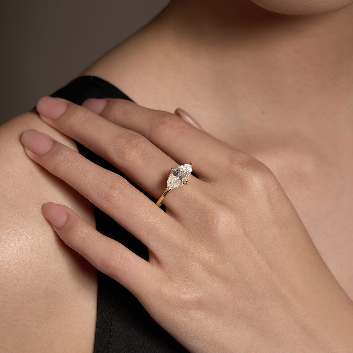 Marquise Moissanite East West Solitaire Ring - NavianJewelry™
