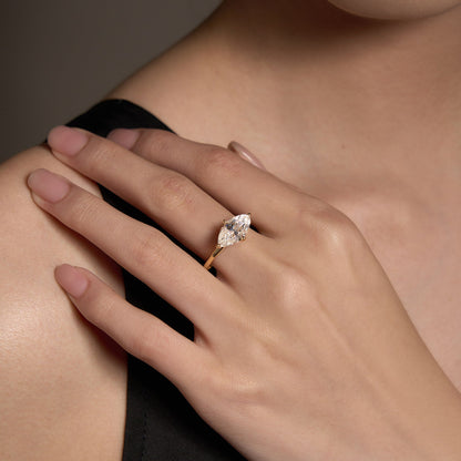 Marquise Moissanite East West Solitaire Ring - NavianJewelry™