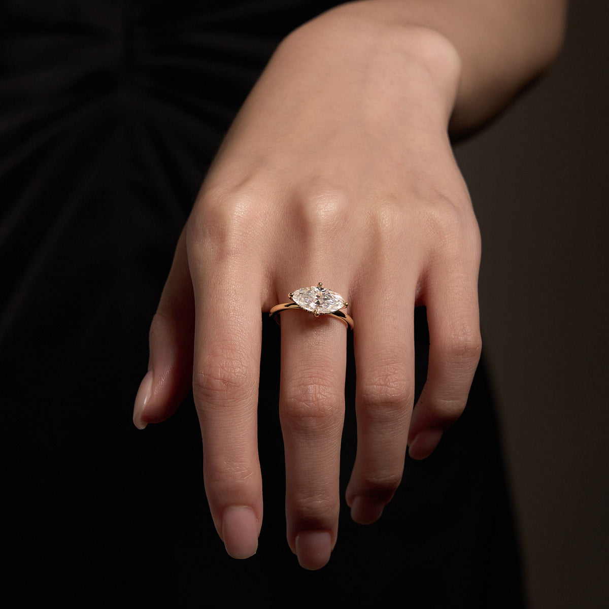 Marquise Moissanite East West Solitaire Ring - NavianJewelry™